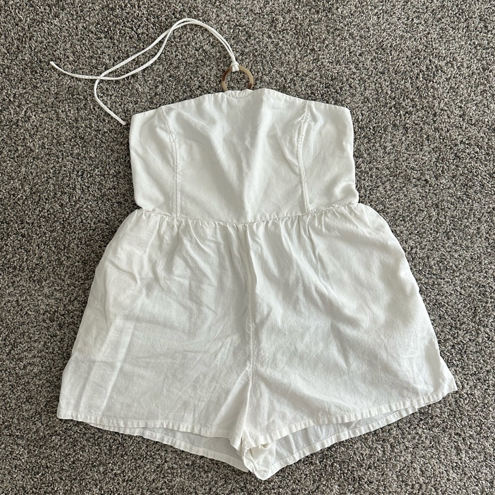 Linen Blend Halter Romper